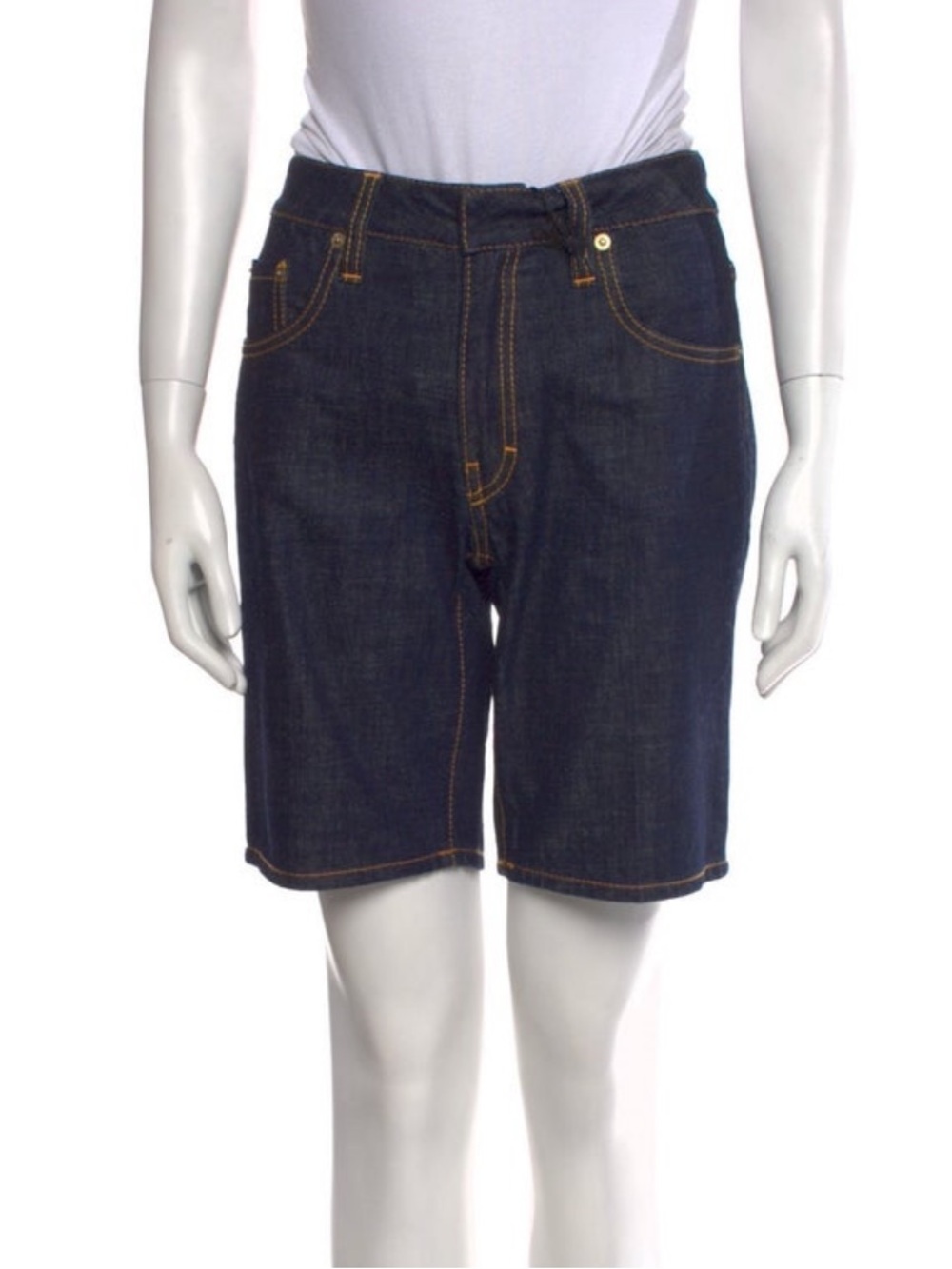 DSQUARED2 Indigo Denim Knee-Length Shorts with Contrast Stitching